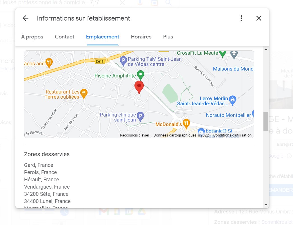 Zone géographique desservie - Google Business Profile